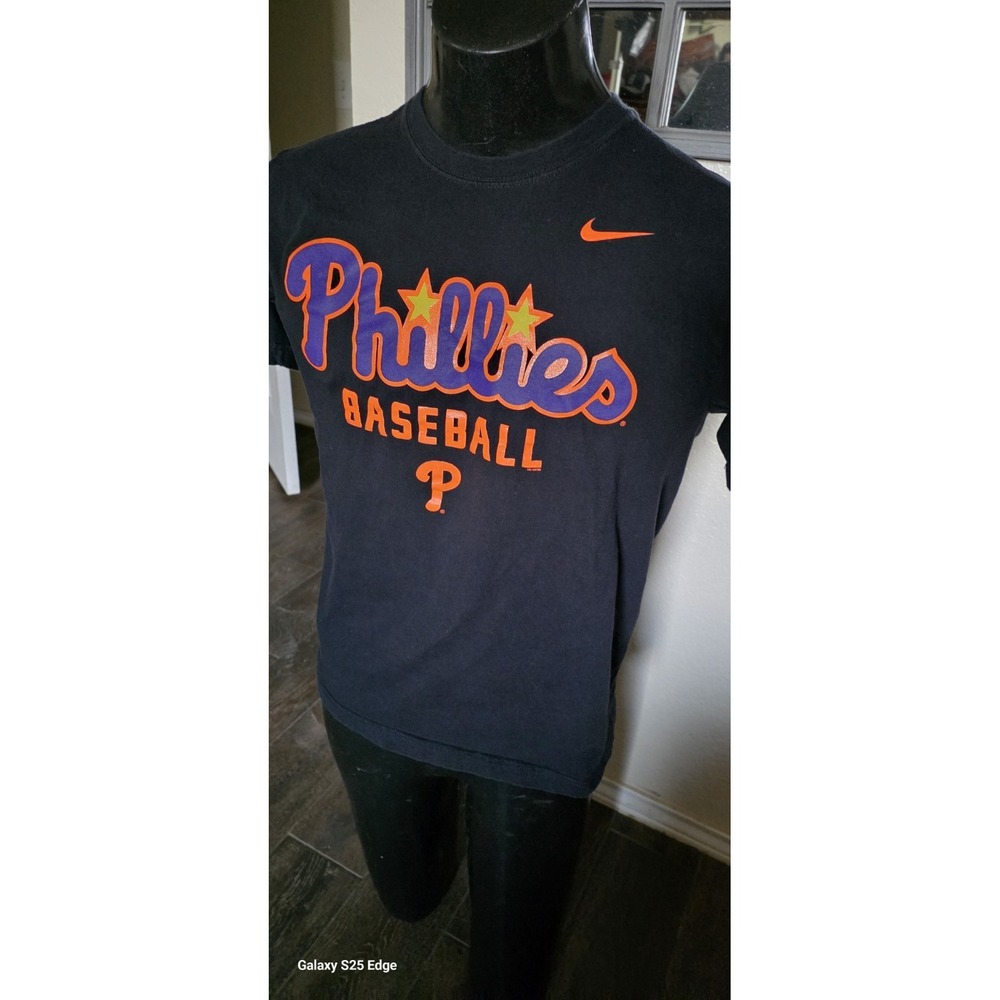 Philadelphia Phillies Shirt Mens M Black MLB Baseball Nike Graphic Crew Neck Tee